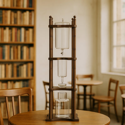 Nispira Cold Brew Drip Tower Iced Coffee Maker Glass Wooden Stand 25 Cups