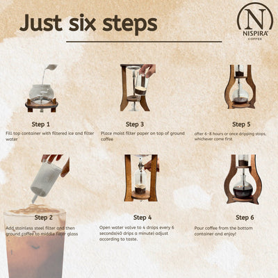 Nispira Retro Ice Cold Brew Dripping Coffee Maker Tower, 600ml in Wooden (BD-7)