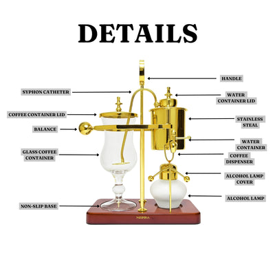 Nispira Vintage Belgium Belgian Royal Balance Syphon Siphon Coffee Maker, Gold