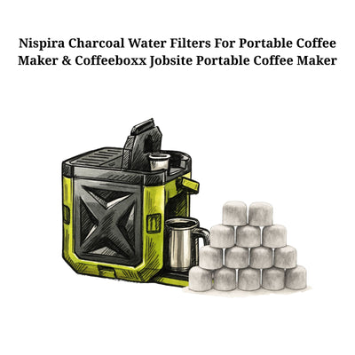 Nispira Charcoal Water Filters for Portable Coffee Maker Coffeeboxx Jobsite Portable Coffee Maker Singel Serve