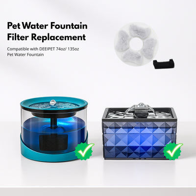 Nispira Cat Water Fountain Replacement Filters with Activated Carbon, Compatible with DEEIPET 74oz/135oz Models