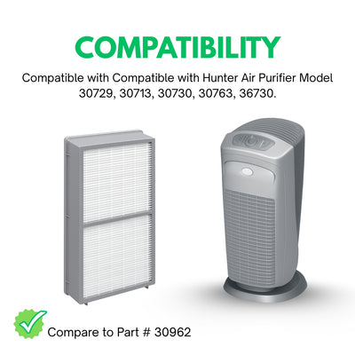 Nispira Premium HEPA Filter Compatible with Hunter Air Purifier 30729, 30713, 30730, 30763, 36730, 30962