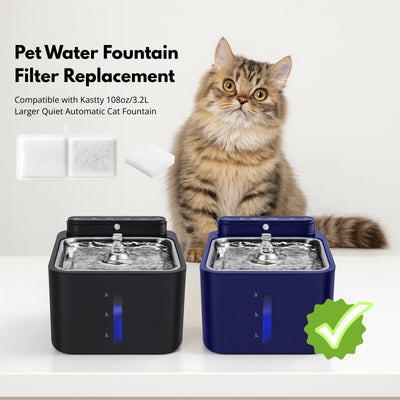 Nispira Cat Water Fountain Filters Compatible with Kastty Battery Operated 108oz/3.2L Pet Fountain, Activated Carbon Replacement Filters