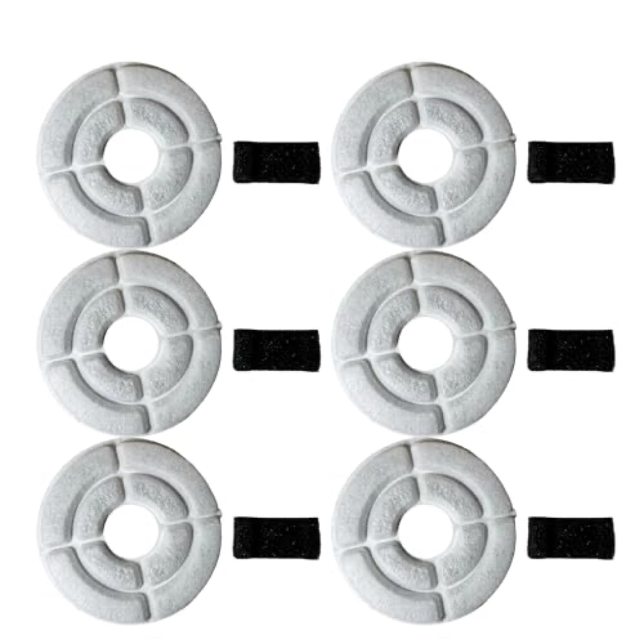 NISPIRA Charcoal Water Filters with Black Spongy Replacements for Kastty Whisper Quiet 2.2L/ 74 pz, Deeipet, IPettie Kamino 3L/101oz Cat Dog Water Fountain Dispenser | 5 mm Diameter