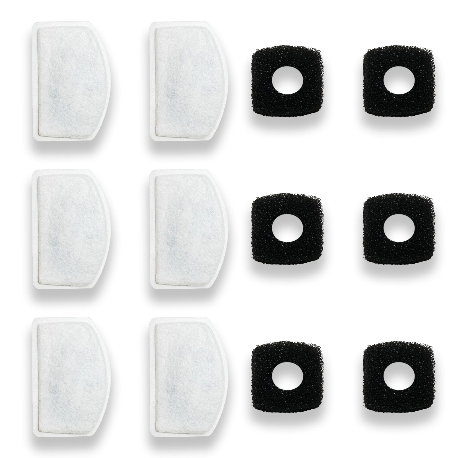 NISPIRA Triple Filtration Charcoal Water Filter Set Replacements Compatible with Orsda D60 100oz/3L Automatic Stainless Steal Cat Water Fountain, Dog Water Fountain Dispenser 6 Sets