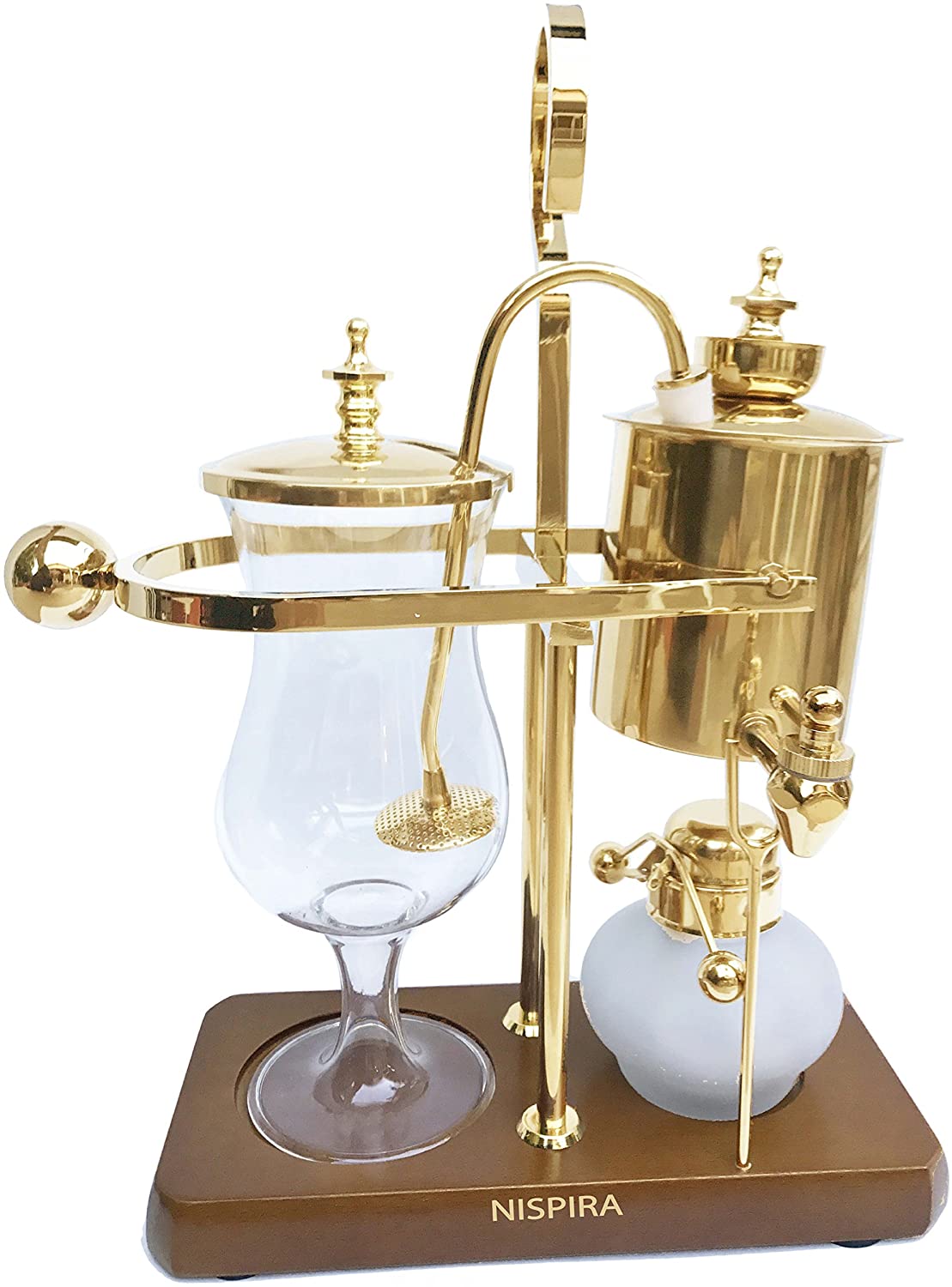OUKANING Classic Siphon Coffee Maker Gold Vintage Coffee Maker